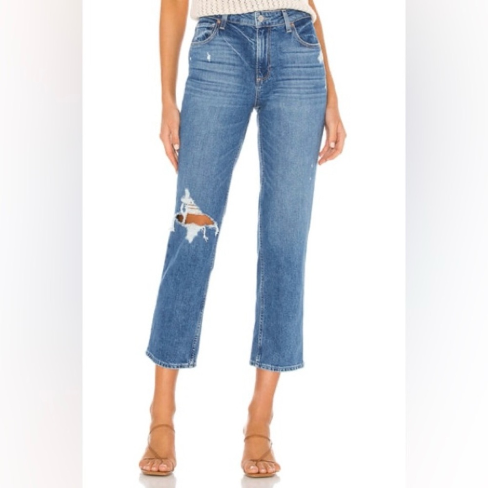Paige 26 Noella High Rise Crop Straight Jeans Women’s Sonic Destructed